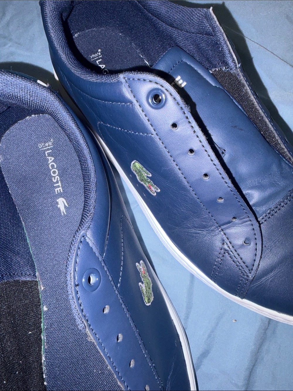 Lacoste Men's Navy Leather Sneakers with White Sole - Picture 8 of 12